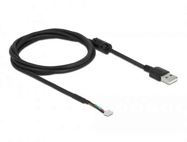 Delock USB kabel USB 2.0 USB-A zástrčka, plochý konektor 4pol. 1.50 m černá se sloupkovým konektorem 96001