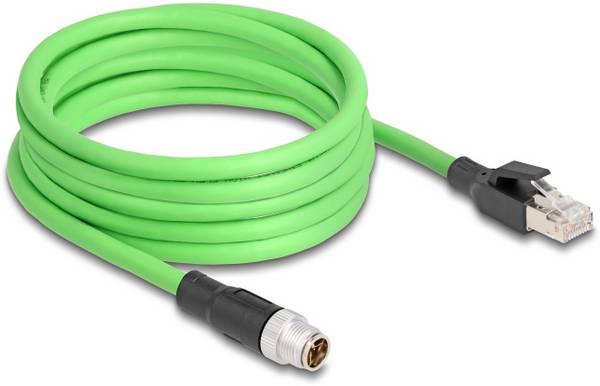 Delock 80444 RJ45 / M 12 síťové kabely, propojovací kabely Kabel SF/UTP 5.00 m zelená odolné proti oleji 1 ks