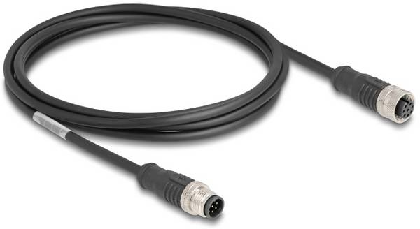 Delock 80804 M 12 síťové kabely, propojovací kabely CAT 5e S/FTP 2.00 m černá dvoužilový stíněný 1 ks