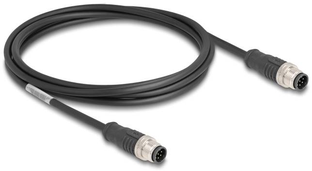 Černý kabel se dvěma konektory na koncích, nejčastěji používaný pro průmyslové nebo technické aplikace.