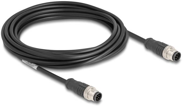 Černý kabel se dvěma konektory na koncích. Přípojky jsou kulaté a mají několik pinů.