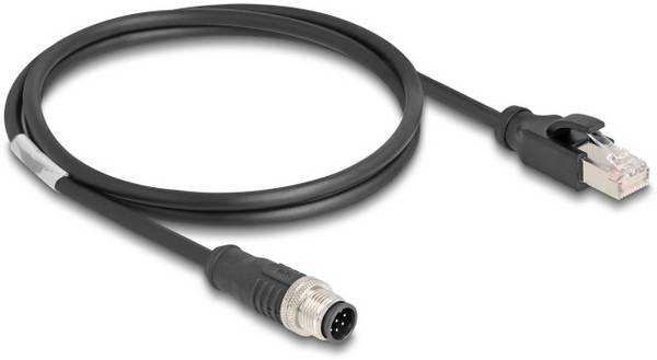 Delock 80809 RJ45 / M 12 síťové kabely, propojovací kabely CAT 5e S/FTP 1.00 m černá dvoužilový stíněný 1 ks