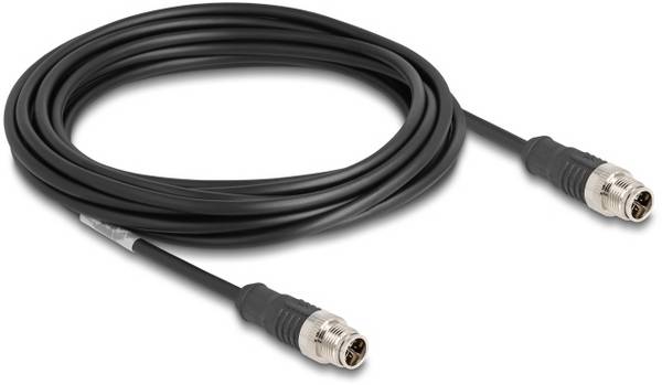 Delock 80865 M 12 síťové kabely, propojovací kabely CAT 5e S/FTP 5.00 m černá stíněný 1 ks