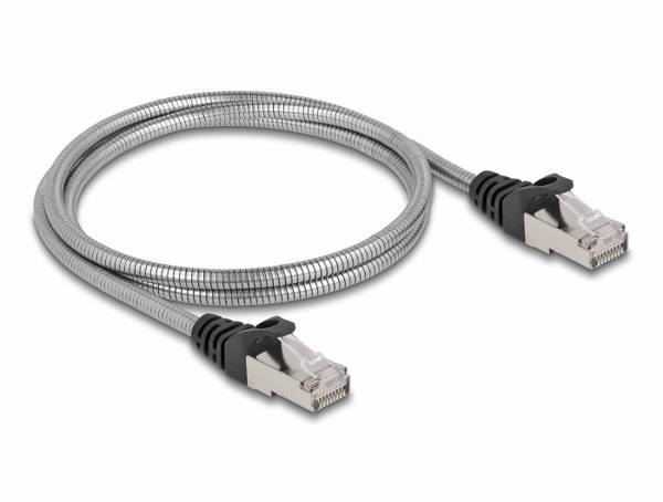 Delock 80108 RJ45 síťové kabely, propojovací kabely CAT 6A U/FTP 1.00 m stříbrná Kov 1 ks