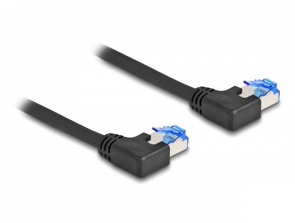 Delock 80210 RJ45 síťové kabely, propojovací kabely CAT 6A S/FTP 1.00 m černá Zahnutý kabelový vývod 1 ks