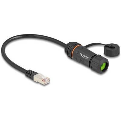 Vodotěsný síťový konektor RJ45 s uzavíratelným krytem; umožňuje chráněné síťové připojení ve venkovním prostředí.