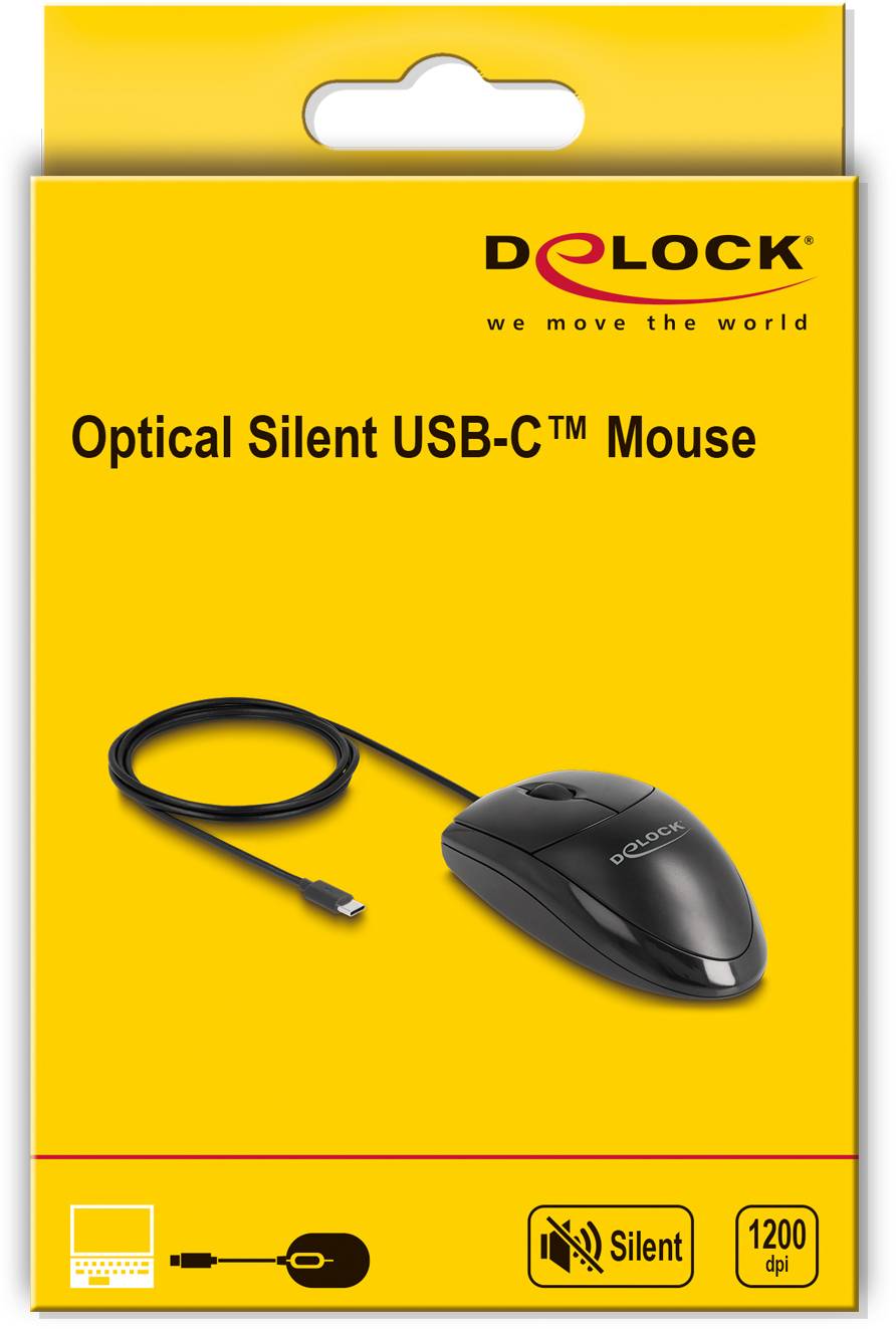 Delock 12114 optická myš, přenos USB, 3 tlačítko, 1200 dpi, černá-3