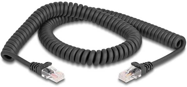 Delock 87993 RJ45 síťové kabely, propojovací kabely CAT 5e 2.00 m černá spirálový kabel 1 ks