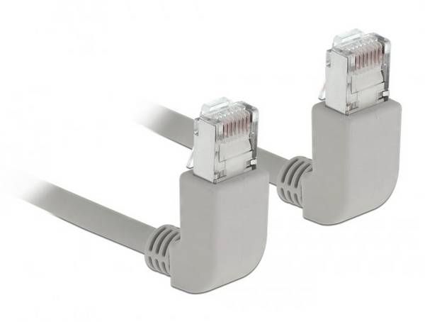 Delock 83517 RJ45 síťové kabely, propojovací kabely CAT 6A S/FTP 1.00 m šedá stíněný, bez halogenů, 90° zatočeno nahoru  1 ks