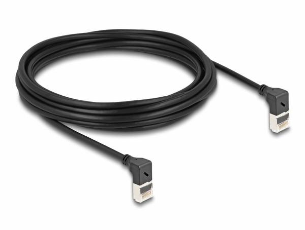 Delock 80284 RJ45 síťové kabely, propojovací kabely CAT 6A S/FTP 5.00 m černá Zahnutý kabelový vývod 1 ks