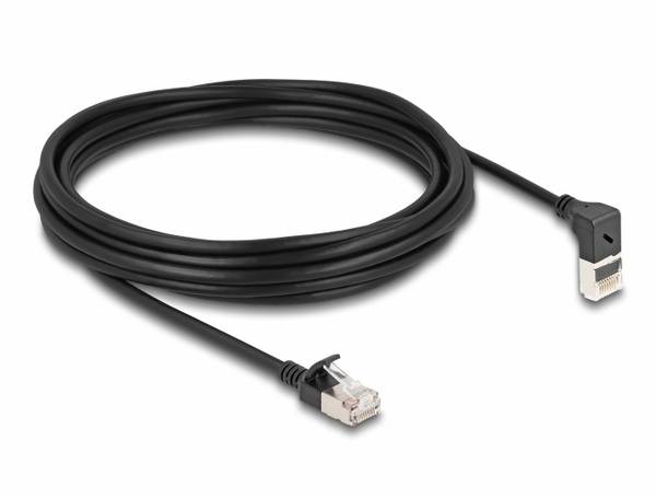 Delock 80290 RJ45 síťové kabely, propojovací kabely CAT 6A S/FTP 5.00 m černá Zahnutý kabelový vývod 1 ks
