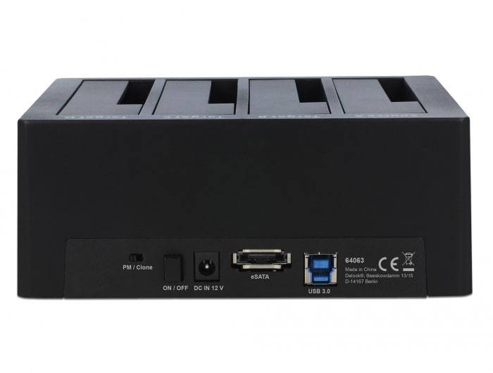 Delock 64063 DC zásuvka 3,5 mm, USB B, eSATA dokovací stanice pro pevný disk s funkcí klonování-3
