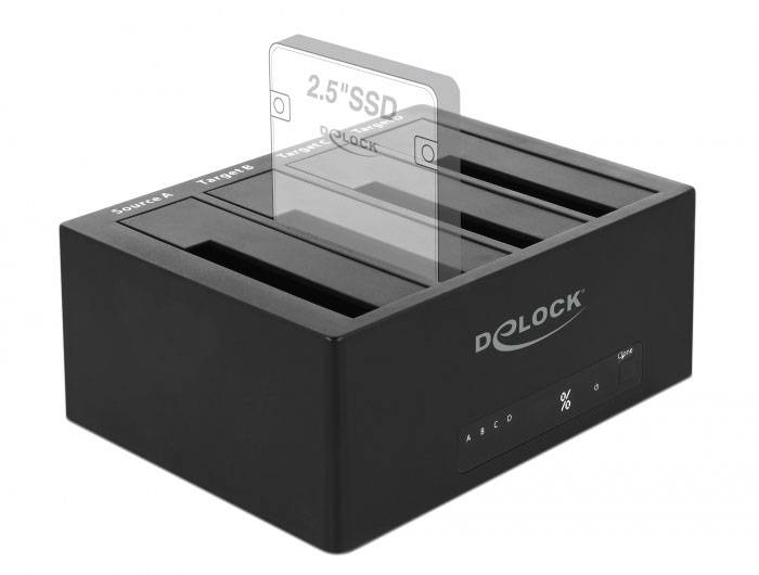 Delock 64063 DC zásuvka 3,5 mm, USB B, eSATA dokovací stanice pro pevný disk s funkcí klonování-4