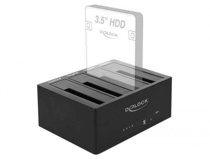 Delock 64063 DC zásuvka 3,5 mm, USB B, eSATA dokovací stanice pro pevný disk s funkcí klonování-5