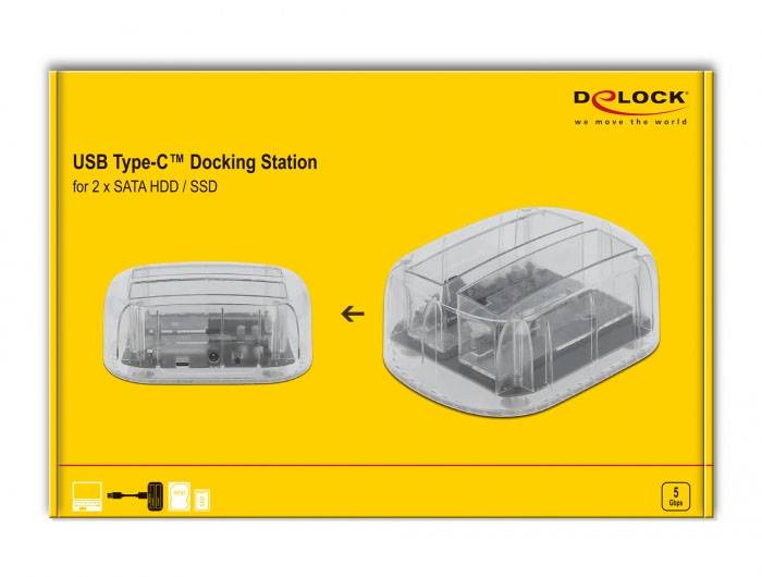 Delock 64090 USB-C®, SATA 6 Gb/s, DC zásuvka 3,5 mm dokovací stanice pro pevný disk s USB hubem-5