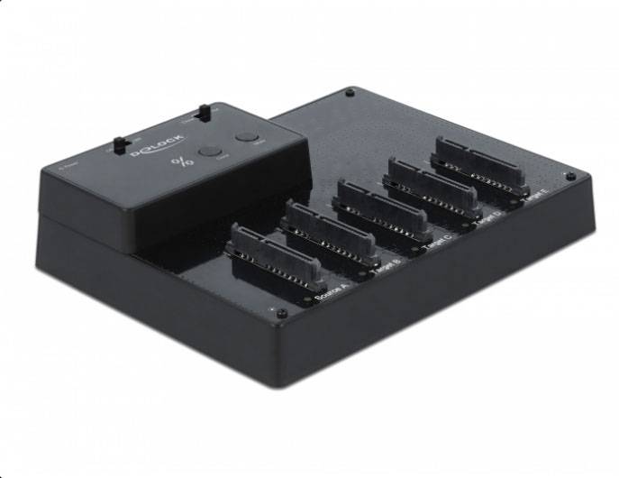 Delock 64098 SATA 6 Gb/s, USB B, DC zásuvka 3,5 mm dokovací stanice pro pevný disk s funkcí klonování, s USB hubem-1