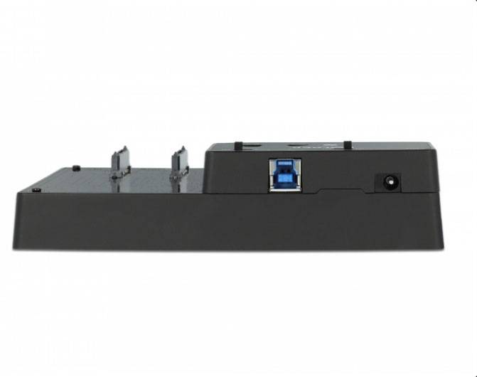 Delock 64098 SATA 6 Gb/s, USB B, DC zásuvka 3,5 mm dokovací stanice pro pevný disk s funkcí klonování, s USB hubem-3