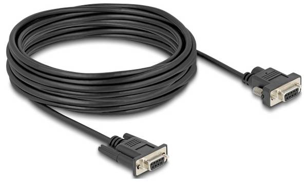 Delock sériový kabel [1x D-SUB zásuvka 9pólová, DC zásuvka 5,5 mm - 1x D-SUB zásuvka 9pólová], 10 m, černá