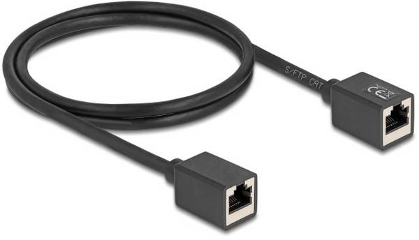 Delock 90325 RJ45 síťové kabely, propojovací kabely CAT 6A S/FTP 1.00 m černá s prodlužovacím kabelem 1 ks