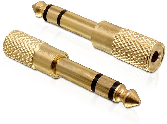 Delock 65361 65361 jack audio adaptér [1x jack zástrčka 6,3 mm - 1x jack zásuvka 3,5 mm] zlatá-0