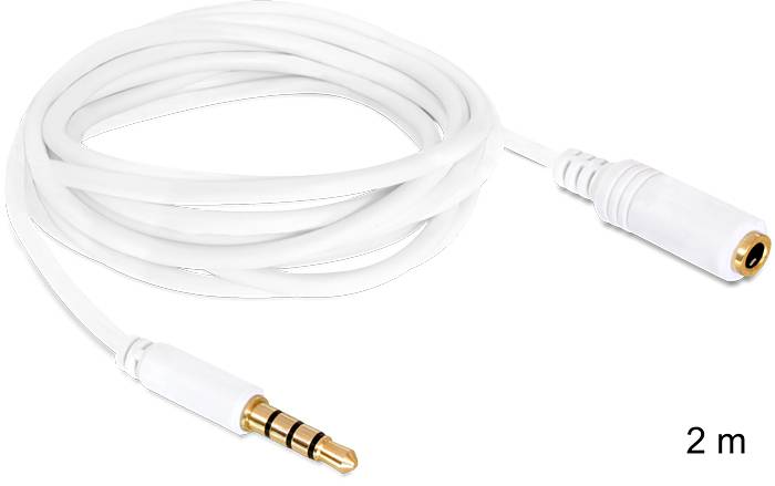 Delock 84482 jack audio kabel [1x jack zástrčka 3,5 mm - 1x jack zásuvka 3,5 mm] 2 m bílá-1