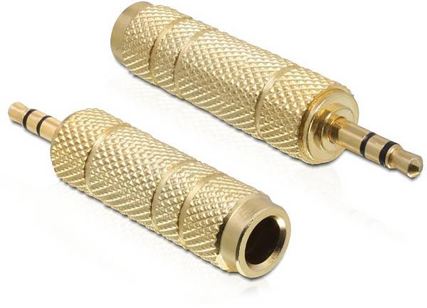 Delock 65360 65360 jack audio adaptér [1x jack zástrčka 3,5 mm - 1x jack zásuvka 6,3 mm] zlatá