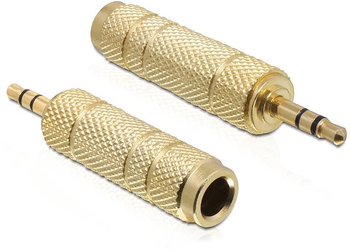 Delock 65360 65360 jack audio adaptér [1x jack zástrčka 3,5 mm - 1x jack zásuvka 6,3 mm] zlatá-0