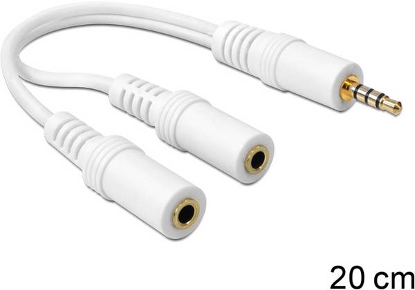 Delock 65447 65447 jack audio adaptér [1x jack zásuvka 3,5 mm - 2x jack zásuvka 3,5 mm] bílá