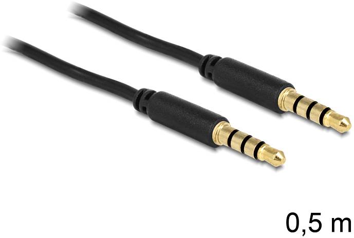 Delock 83434 jack audio kabel [1x jack zástrčka 3,5 mm - 1x jack zástrčka 3,5 mm] 0.5 m černá-0