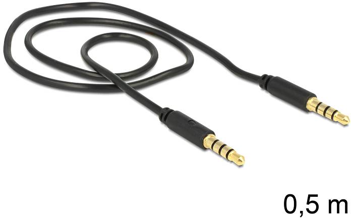 Delock 83434 jack audio kabel [1x jack zástrčka 3,5 mm - 1x jack zástrčka 3,5 mm] 0.5 m černá-2