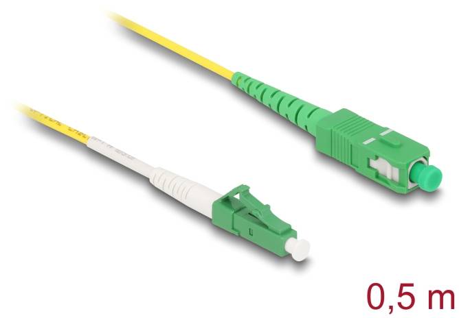 Delock 83234 optické vlákno optické vlákno kabel 0.5 m žlutá [1x zástrčka LC - 1x SC APC zástrčka ] 9/125 µ Singlemode O-2