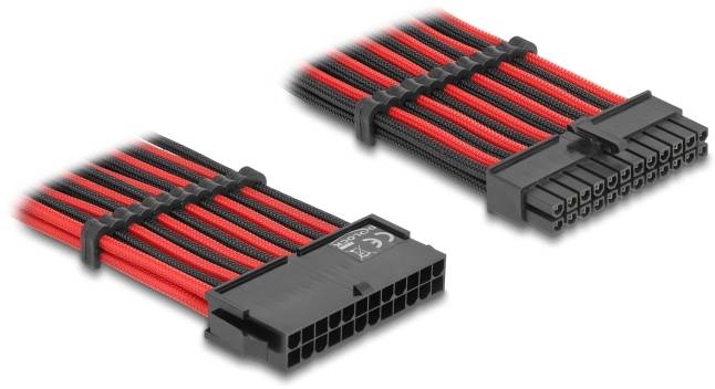 Delock sériový kabel [1x ATX napájecí zástrčka 24pólová - 1x ATX napájecí zásuvka 24pólová (20+4)], 0.3 m, černá, červen-0
