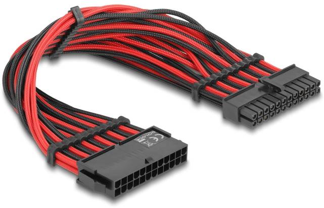 Delock sériový kabel [1x ATX napájecí zástrčka 24pólová - 1x ATX napájecí zásuvka 24pólová (20+4)], 0.3 m, černá, červen-2