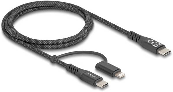 Delock Kabel USB-C USB 2.0 USB-C ® zástrčka, USB-C ® zástrčka, Apple Lightning konektor 1.00 m černá 81170