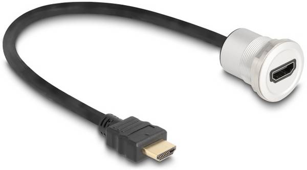 Delock HDMI kabel Zásuvka HDMI-A, Zástrčka HDMI-A 0.3 m černá, stříbrná 88180 8K UHD, pozlacené kontakty HDMI kabel