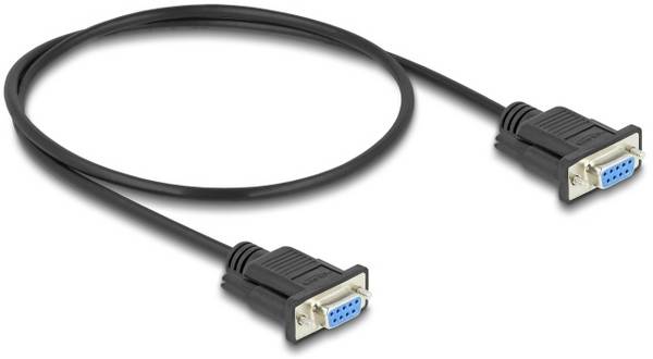 Delock sériový kabel [1x D-SUB zásuvka 9pólová - 1x D-SUB zásuvka 9pólová], 0.5 m, černá