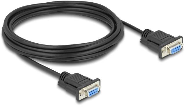 Černý, protáhlý VGA kabel se dvěma modrými konektory, který se používá k propojení monitorů a počítačů.
