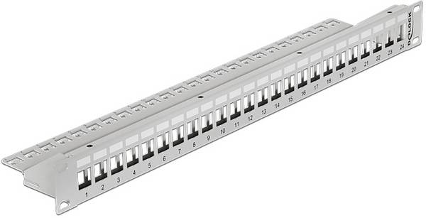 Delock 43302  patch panel 483 mm (19")  1 U šedá neosazený
