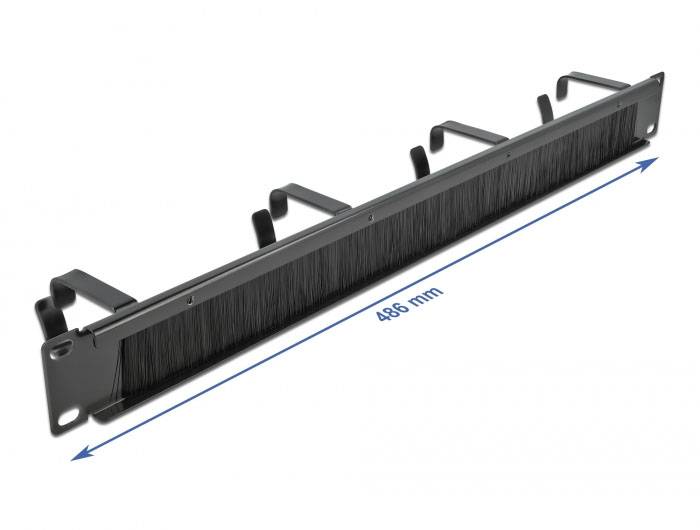 Delock 66489 19 palec kartáčová lišta pro datové skříně 1 U černá-2