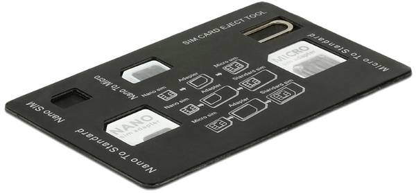 Delock 20650 adaptér na SIM kartu  Přizpůsobeno z: Nano SIM  Přizpůsobené pro: Micro SIM