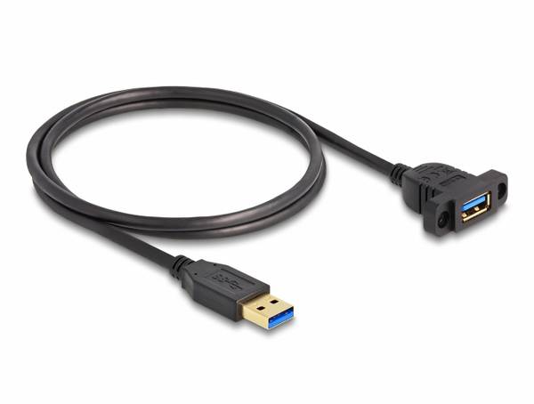 Delock USB kabel USB 3.2 Gen1 USB-A zástrčka, USB-A zástrčka 1.00 m černá kulatý 87855