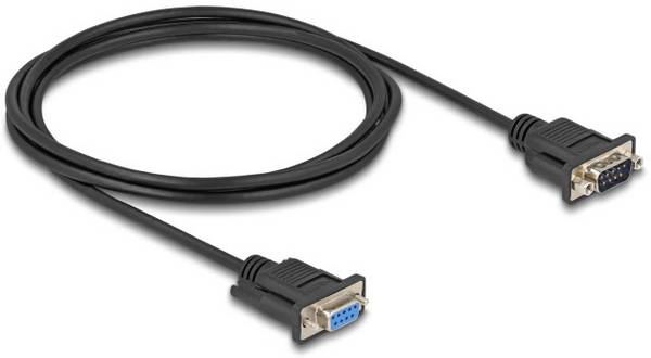 Delock sériový kabel [1x D-SUB zástrčka 9pólová - 1x D-SUB zásuvka 9pólová], 2 m, černá