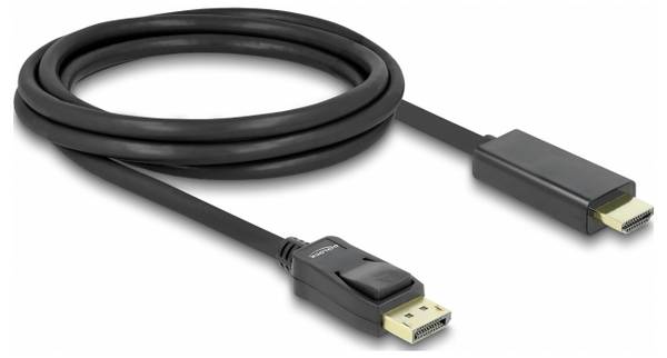 Delock DisplayPort / HDMI kabel Konektor DisplayPort, Zástrčka HDMI-A 2 m černá 82587 třížilový stíněný, pozlacené kontakty Kabel DisplayPort