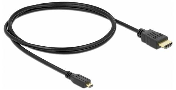 Delock HDMI kabel Zástrčka HDMI-A, Zástrčka HDMI Micro-D 1 m černá 82661 4K UHD, pozlacené kontakty HDMI kabel
