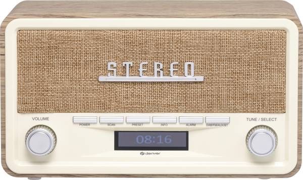 Denver DAB-18LW LIGHT WOOD 111111000600 stolní rádio, DAB, FM, dřevo (světlé)
