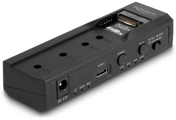 Delock 64252 USB-C™ (USB 3.2 Gen 2) M.2 PCIe NVMe  dokovací stanice pro pevný disk 2.5 palec s funkcí klonování