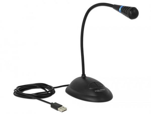husí krk USB mikrofon Delock 65871 Druh přenosu:USB, kabelový vč. kabelu, stojan