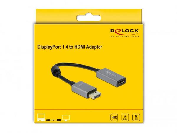 Delock 66436 DisplayPort / HDMI adaptér [1x zástrčka DisplayPort - 1x HDMI zásuvka] černá, šedá  0.20 m