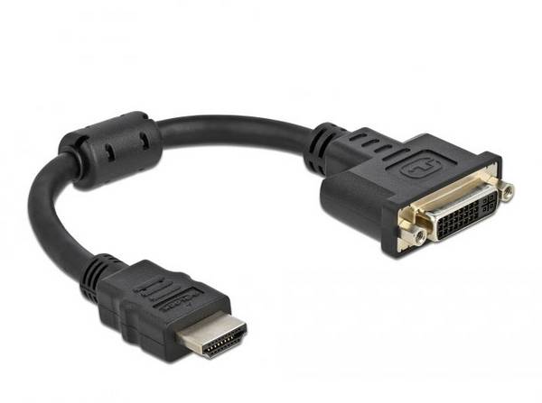 Delock 65206 HDMI / DVI adaptér [1x HDMI zástrčka - 1x DVI zásuvka 24+5pólová] černá  0.20 m