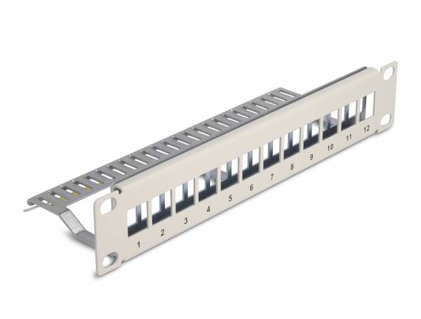 Delock 66875  patch panel 254 mm (10")  1 U šedá neosazený